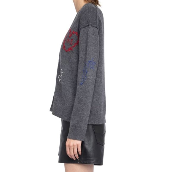 Zadig & Voltaire Mirkaz Cashmere V Neck Cardigan Sweater - Picture 3 of 7